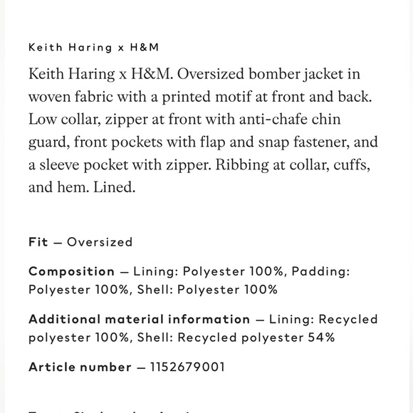 H&M x Keith Haring Bomber Jacket - Picture 3 of 5